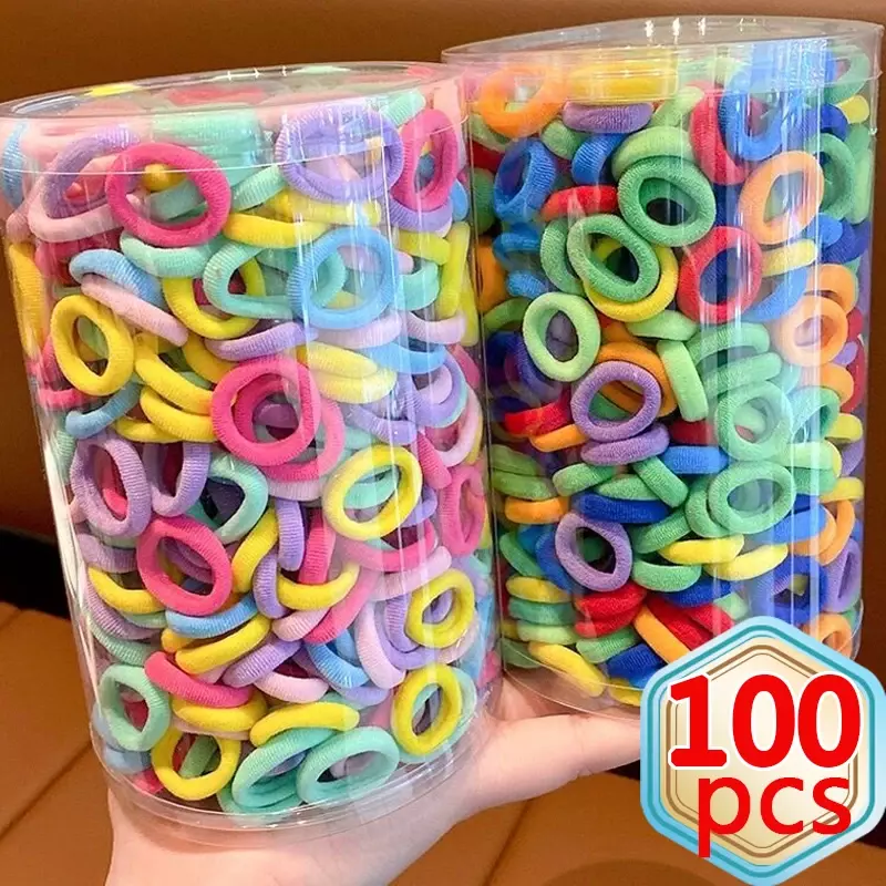 100 шт., разноцветные нейлоновые эластичные резинки для хвоста