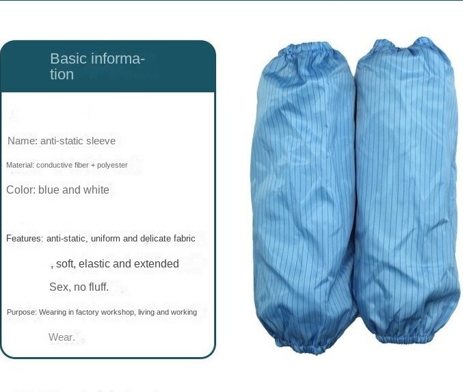 ポリエステル帯電防止オーバースリーブ,作業服,作業服,ほこりのないスリーブ,青と白の袖,2ペア