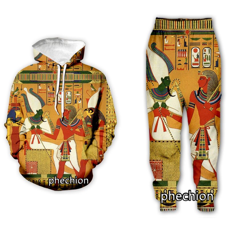 Phechion – sweat-shirt à manches longues pour homme et femme, vêtement de Sport, imprimé 3D, symbole égyptien, phaoh, P28