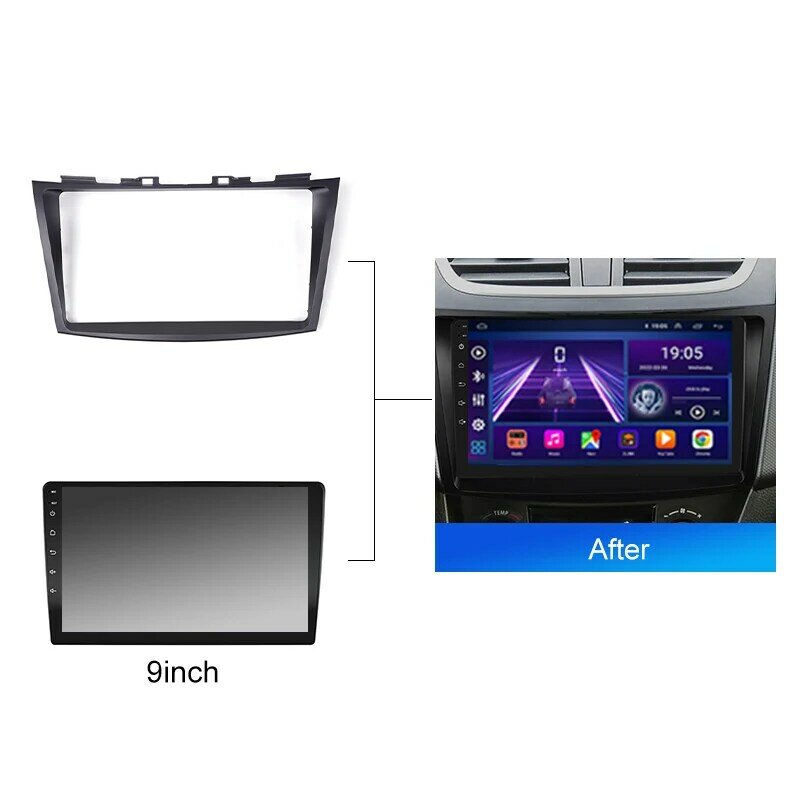 Panel instalasi Radio mobil, untuk Suzuki Swift 4 2011-2017 Android 9 inci Stereo 2 Din, Kit bingkai Faceplate, Radio mobil