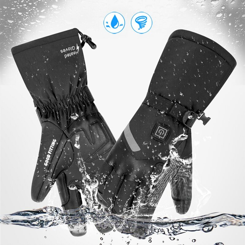 Guantes de invierno para hombres y mujeres, guantes calefactados con pantalla táctil, USB, resistentes al agua, senderismo, esquí, motocicleta