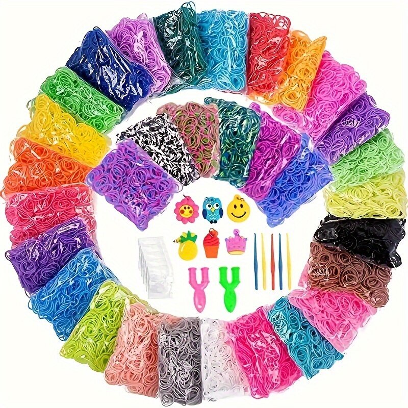 Kit de bandas de telar DIY, pulseras de goma de colores multifuncionales, tobilleras, accesorios de collar, artesanías DIY, el regalo perfecto