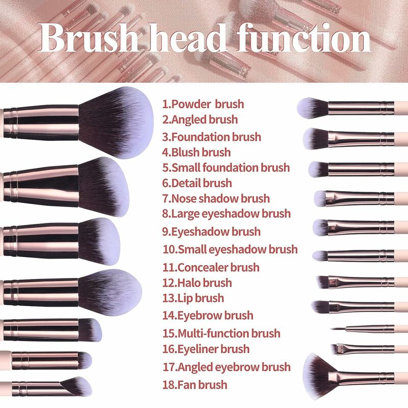 14 PCS Makeup Brushes Set, Travel Makeup Brush Kit with LED light Mirror Foundation Powder Concealers Eye Shadows Makeup Set
