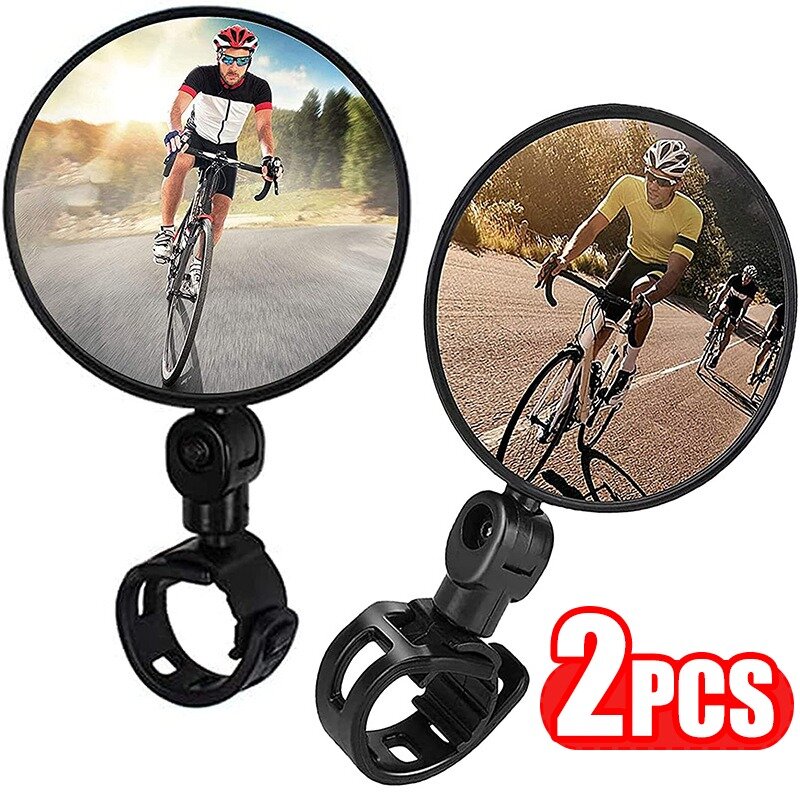 Spion sepeda cermin 360 derajat rotasi tambahan cermin cembung dudukan pada setang sepeda spion belakang