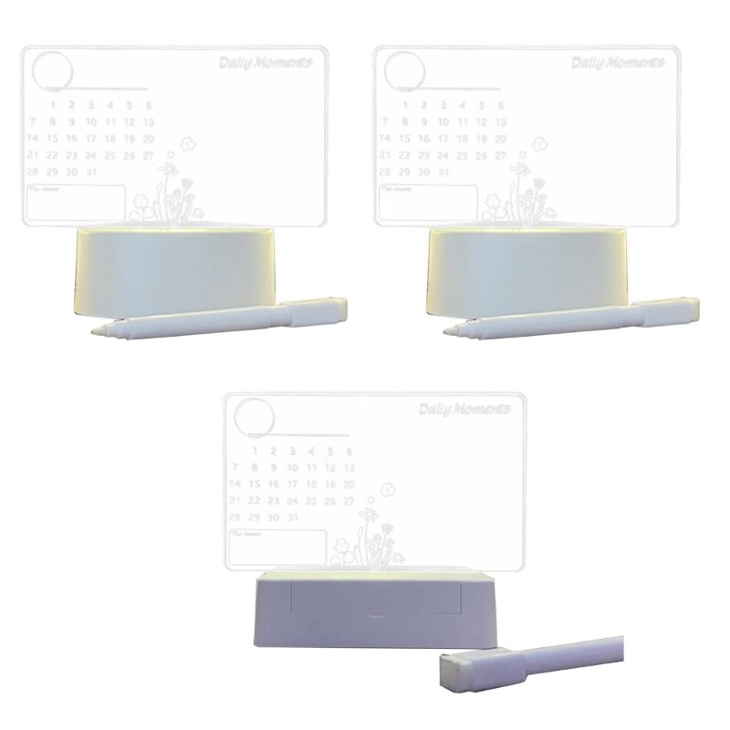69HA – calendrier acrylique effaçable avec lumière, marqueur de lampe adapté à la chambre à coucher