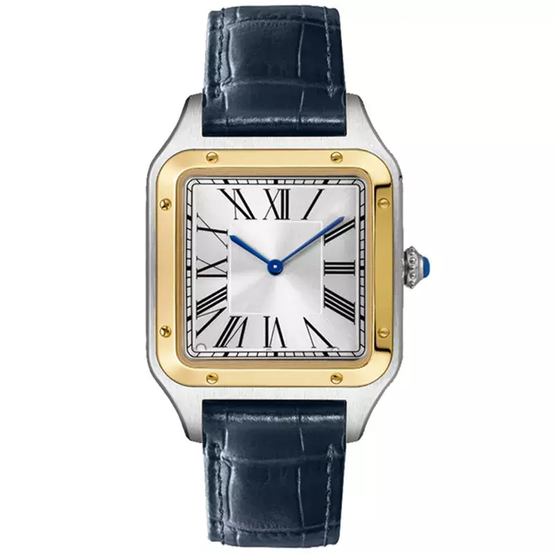 Relógio Square Quartz Lovers para homens e mulheres, relógio de pulso de couro dourado, branco, safira, moda luxuosa, alta qualidade