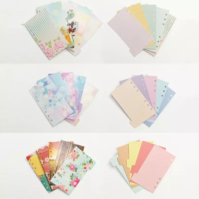 A5 A6 Watercolor Separator Paper Index Page Classification Separator Page 6 Holes Notebook Loose-leaf Book Partition Accessories