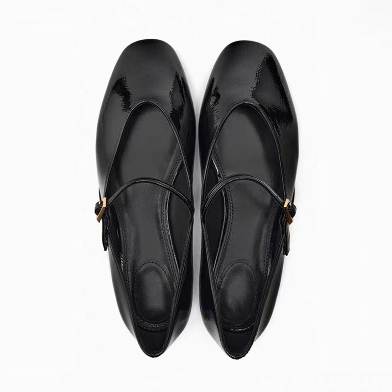 TRAF-Sapatos baixos retrô femininos, sandálias de dedo do pé redondo, boca rasa, alça traseira, sapato elegante, novo, primavera, 2024, MARY JANE