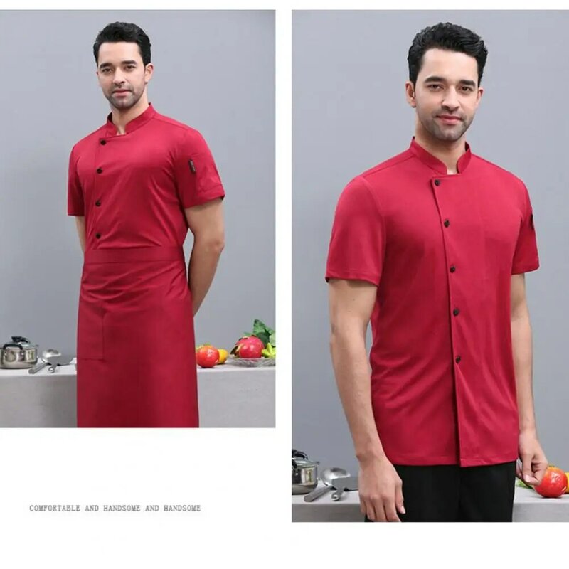 Koch kleidung schmutz abweisendes Unisex-Kochhemd mit Stehkragen für Küchen bäckerei Restaurant Kurzarm koch für Kellner