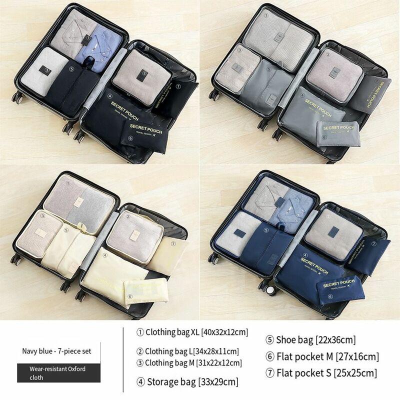 방수 포장 큐브 대용량 속옷 여행 보관 가방, 필수 방습, 7 개/세트
