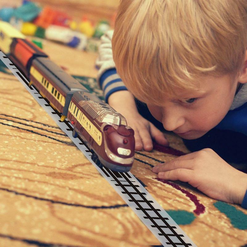 Road Tape untuk anak-anak kereta api jalan bermain pita perekat stiker mainan kereta api jalan pita jalur mobil balap dekorasi untuk ulang tahun anak-anak