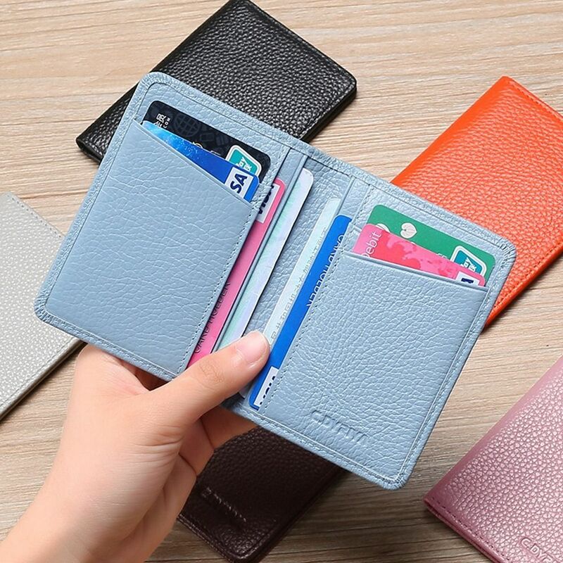 Pemegang kartu kulit Ultra tipis, tempat kartu persegi portabel, Tas Kartu Pu perjalanan