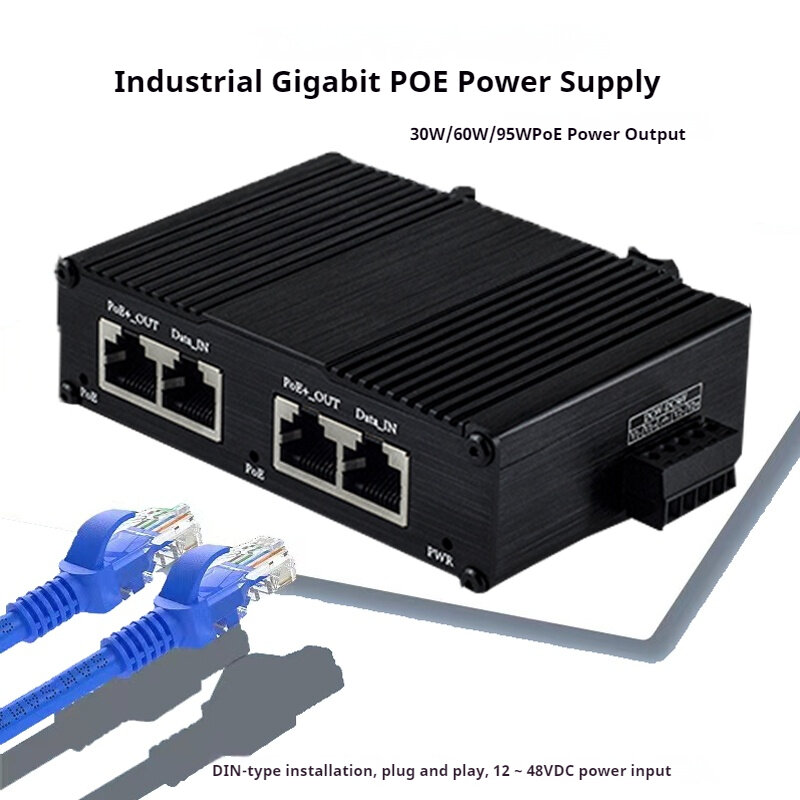 وحدة تزويد الطاقة POE القياسية Gigabit مع شاشة العرض ، مزود طاقة POE عالية الطاقة ، 30 واط ، 60 واط ، 95 واط