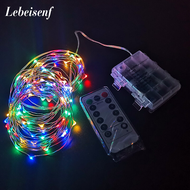 50LED 100LED argento LED string lights fata ghirlanda decorazioni natalizie luci, telecomando alimentatore a batteria impermeabile