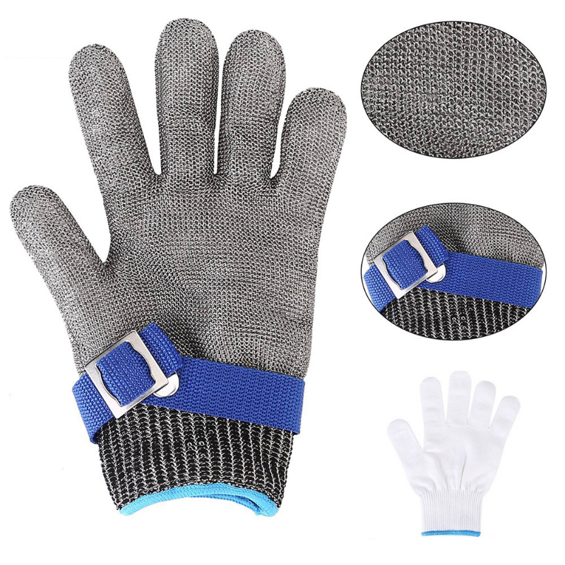 Anti-cut Edelstahl Grade 5 Tragen-beständig Schlachtung Gartenarbeit Hand Schutz Arbeit Versicherung Stahldraht Handschuhe