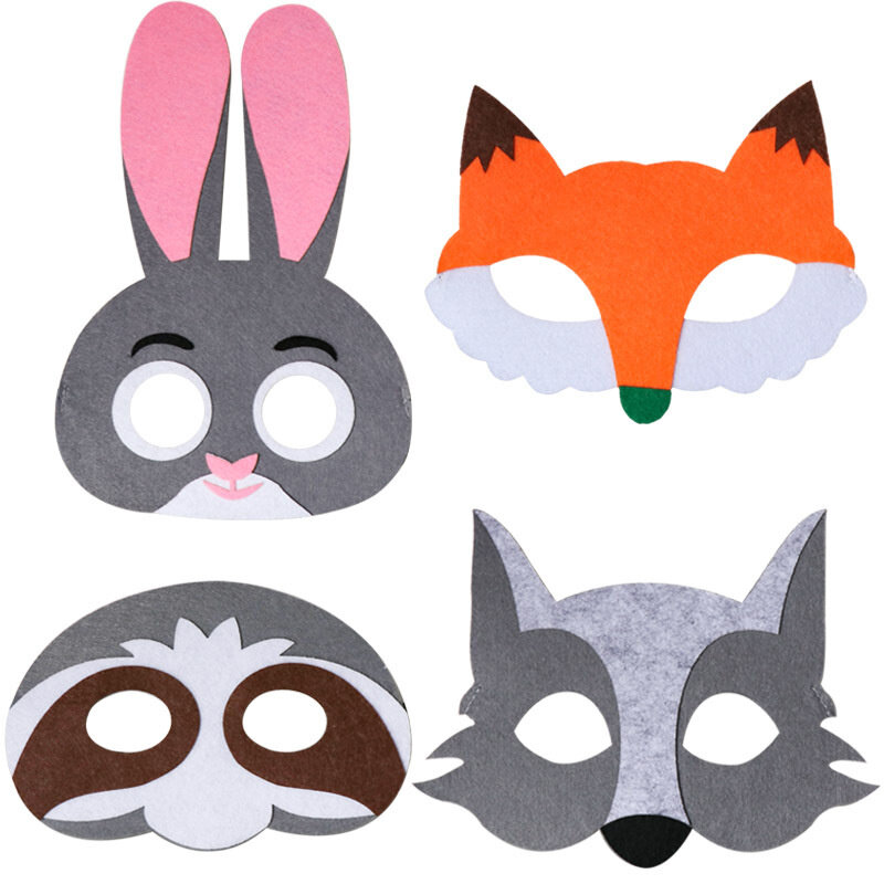Máscaras de animales del bosque de fieltro de dibujos animados divertidos para niños, Cosplay, vestido de Halloween, favores de fiesta, regalos de cumpleaños, juguetes, 1 pieza