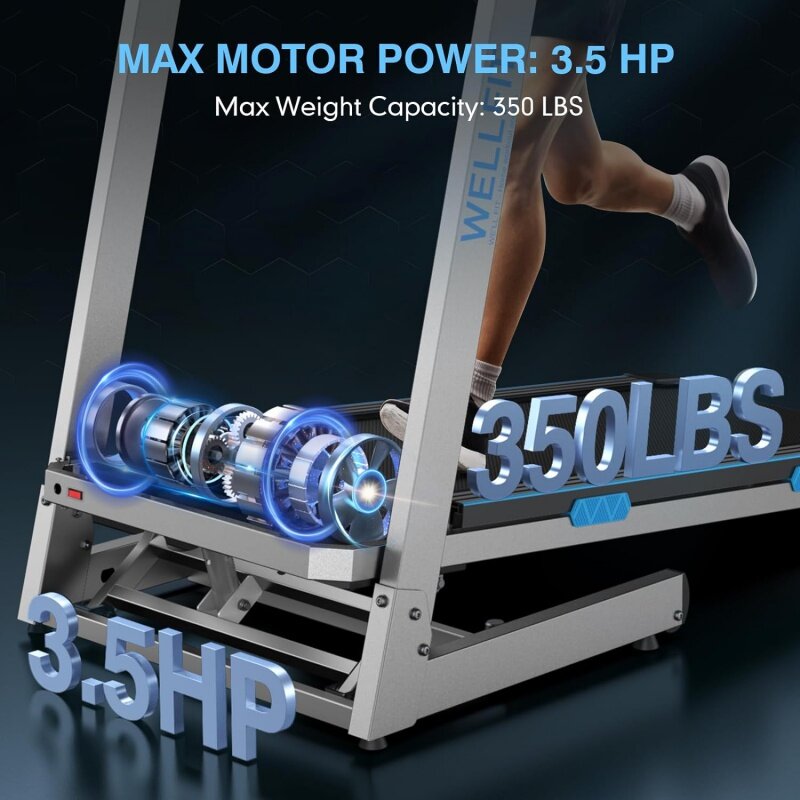 15 Incline Treadmill 350LB kapasitas berat 3.5 HP, Treadmill pintar yang dapat dilipat dengan ZWIFT KINOMAP WELLFIT, 95% dirakit | Mendengar