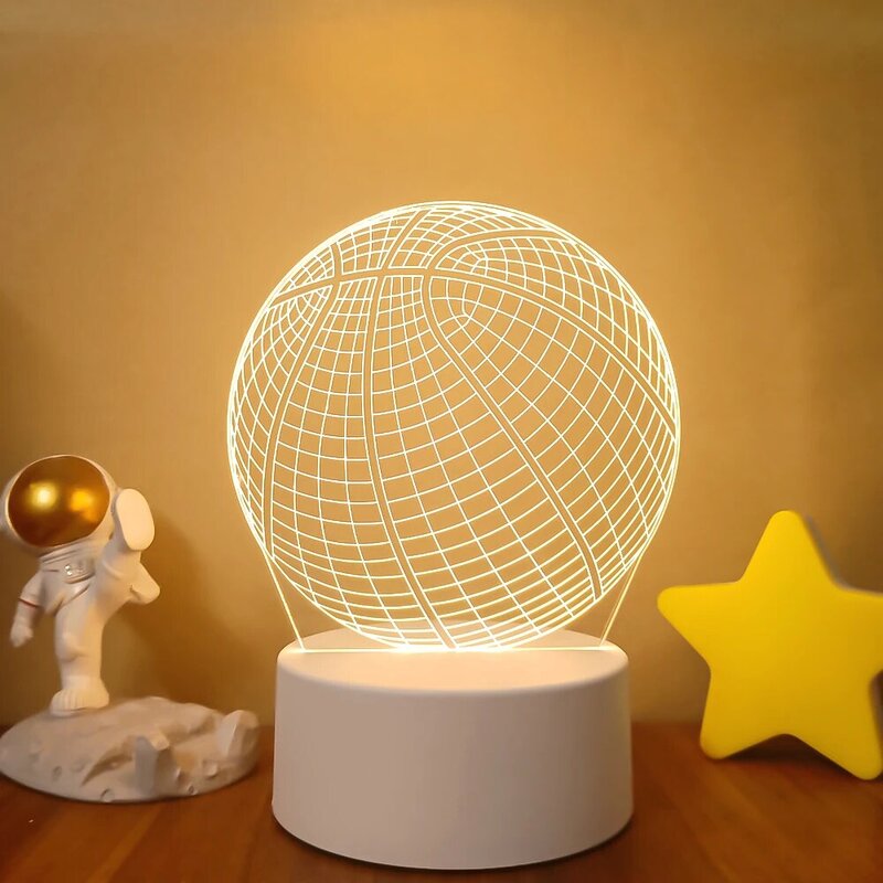 Lámpara LED 3D para escritorio, decoración de escritorio para oficina, fútbol, baloncesto, patinaje, luz nocturna Visual, regalo de vacaciones para amigo, novedad