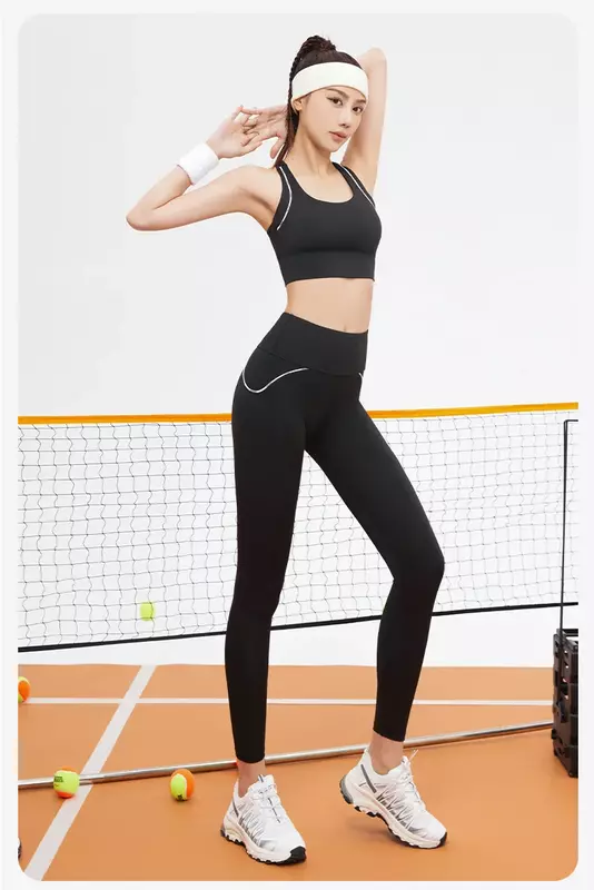 L neuer Letter Line Sense Yoga Anzug, abnehmender, schnell trocknender, hoc hinten siver Lauf-Fitness anzug für Frauen