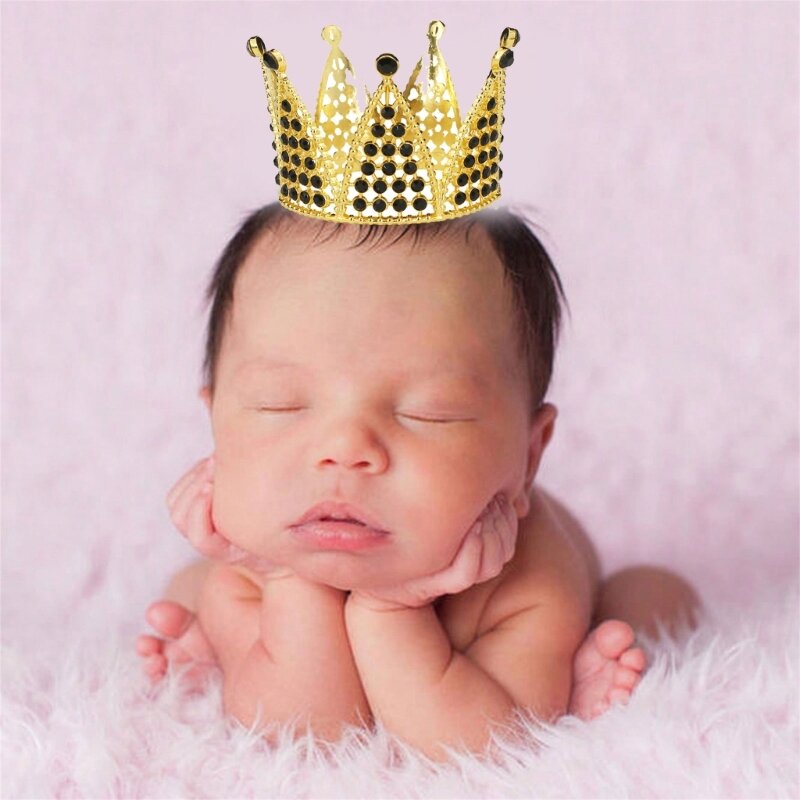 F62D Сверкающая корона Элегантные украшения для волос в виде короны из сплава для фотографии новорожденных