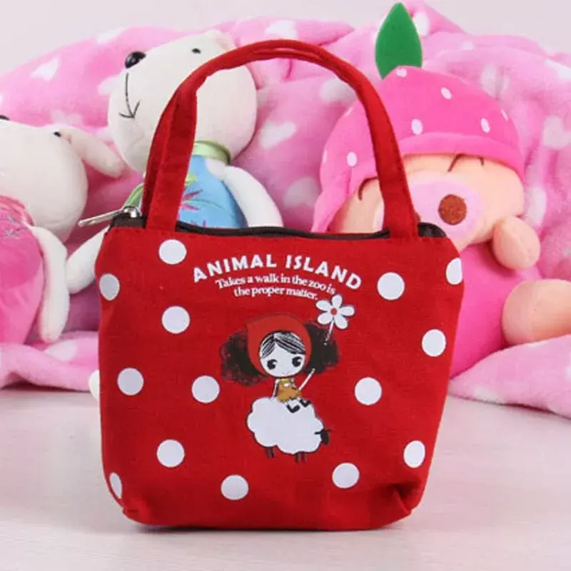 Creative Zipper Wallet Cute Cartoon Print Storage Bag Key Bags for Girls Small Canvas Handbags Coin Purse