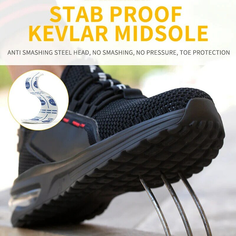 2023 Summer Air Cushion Men's Work Shoes Steel Toe Sports Shoes Indestructible Safety Shoes Men Anti-puncture Industrial Shoes