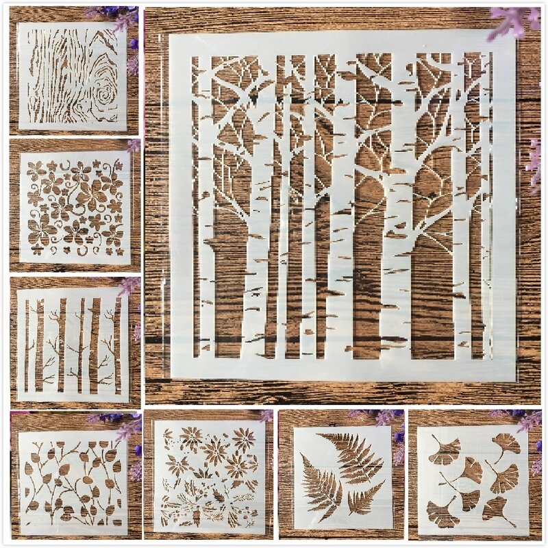 8 pièces/ensemble 13cm feuille d'arbre Ginkgo bourgeon bricolage stratification pochoirs peinture Scrapbook coloriage gaufrage Album décoratif modèle