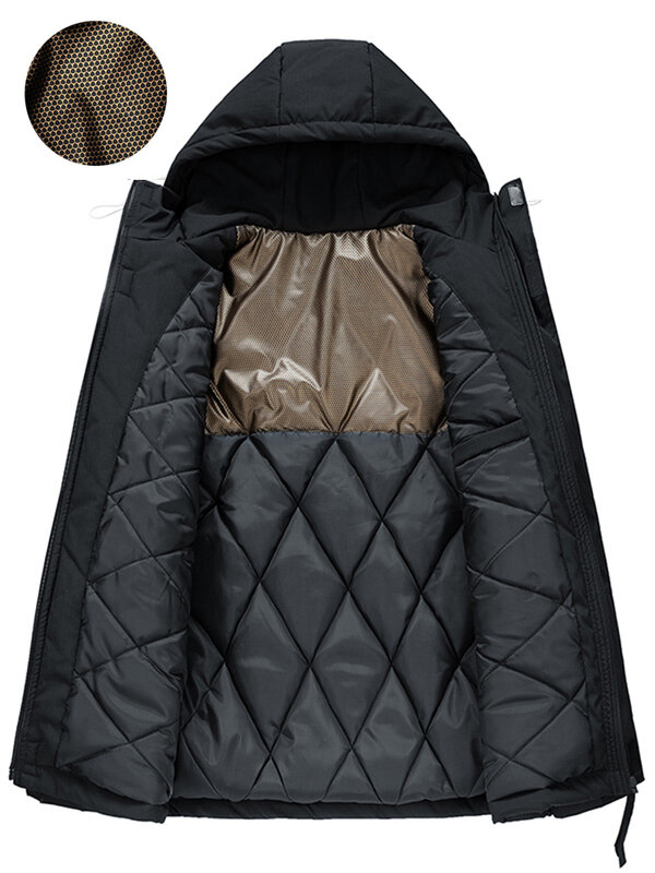 Jaket parka pria musim dingin, jaket parka tebal hangat gaya Korea, jaket penahan angin bertudung kasual ukuran Plus 8XL 2023