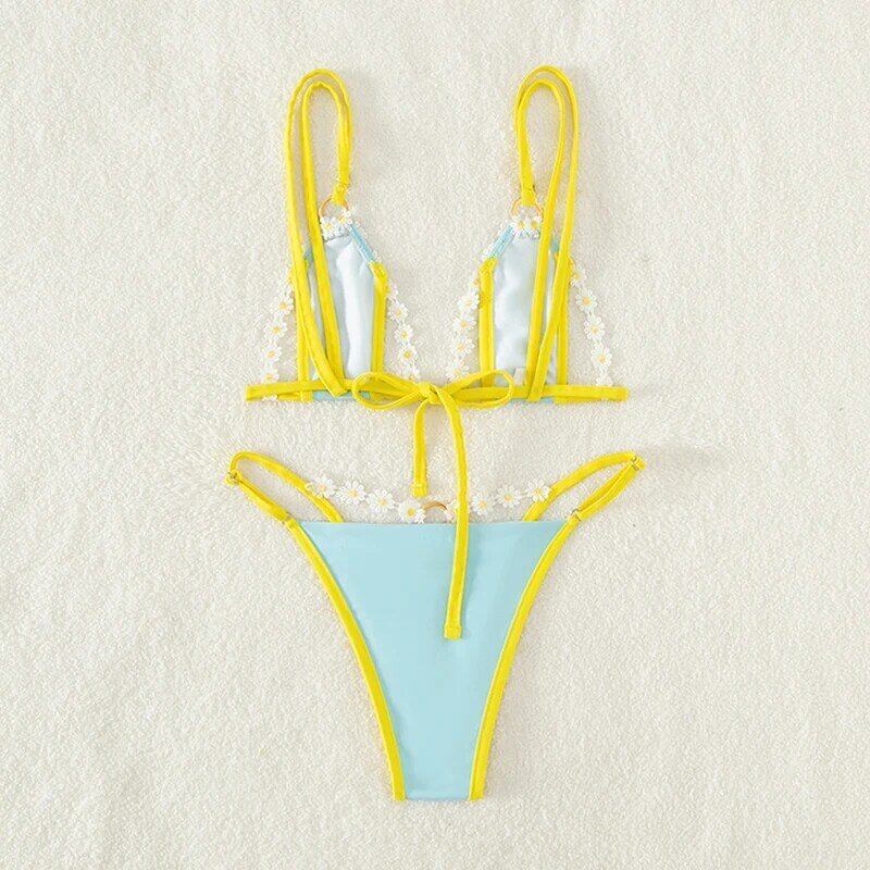 Micro Bikini Set Bathing Suit Floral Swimming Suit for Women Swimwear Cut Out Brazilian Swimsuit Biquinis Low Waist Swim Wear