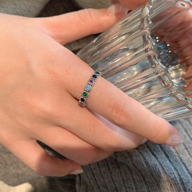 100% anelli in pietra colorata fiore in argento Sterling massiccio 925 per le donne accessori per regali per feste Anillos retrò alla moda semplici