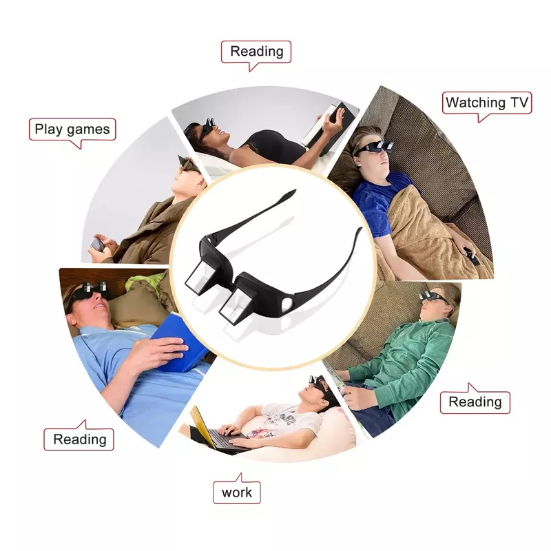 Lazy Eyeglasses Lazy Reading Glasses Prismatic Periscope Horizontal Glasses Lying Down Bed Reading Watching HD Readers Glasses