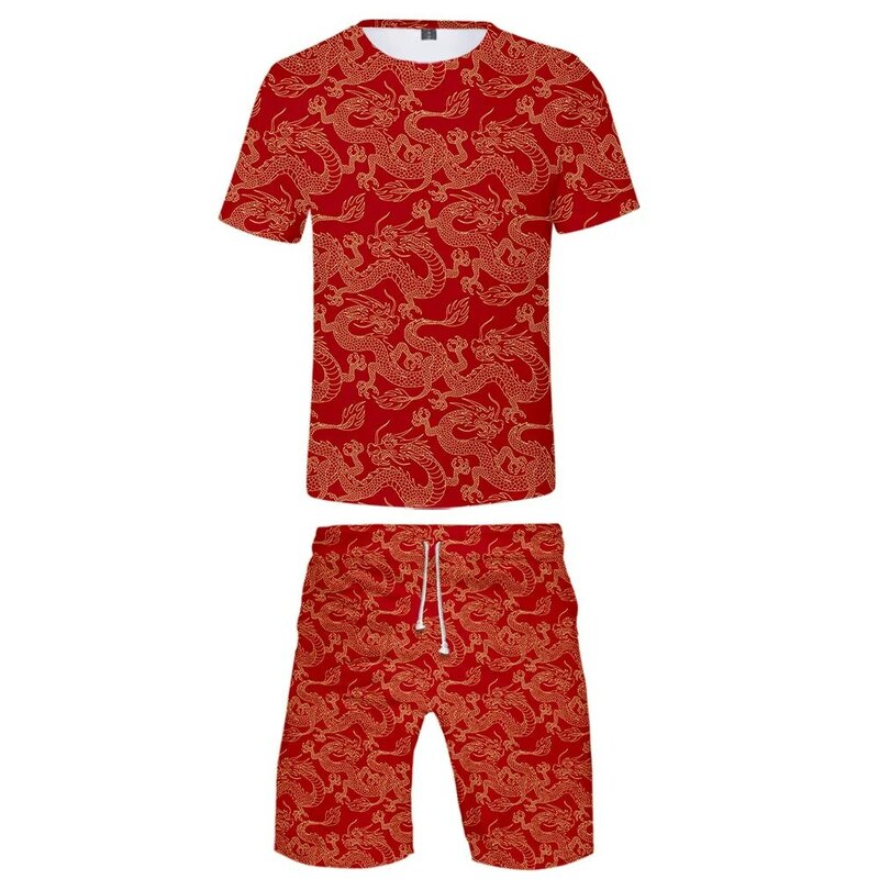 Short sleeve shorts suit men's and women's clothing flame aperture Fashion pure cotton Pants T-shirt set 3D digital printing33