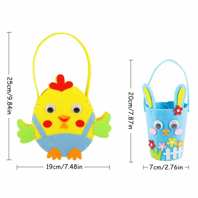 Easter Egg DIY Flower Basket, Coelho Decorado, Bolsa Eggshell Pintada, Decoração da Casa, Tecido Não Tecido