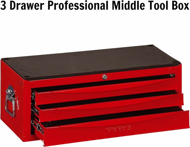 Caja de Herramientas media SV de acero portátil profesional, 3 cajones, Bloqueable, rojo, TC803USV