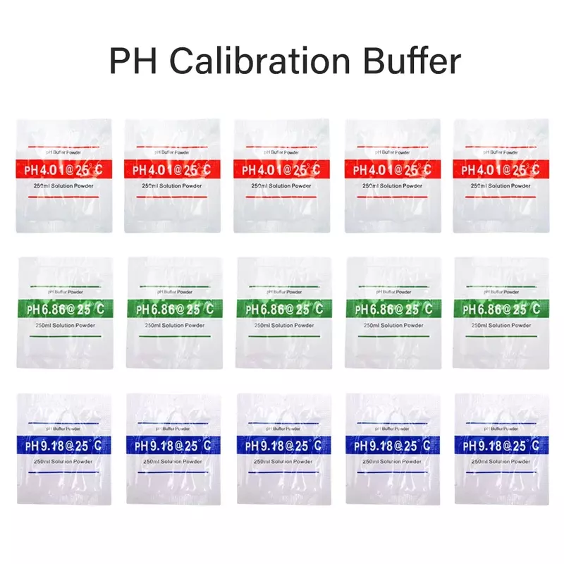 Solución de calibración para medición Digital, solución tampón de polvo, precisión 0.01PH para medidor de PH, 3/6/15 piezas, PH 4,00, 6,86, 9,18