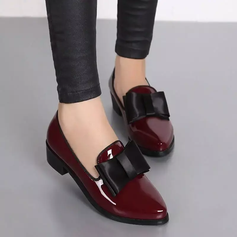 Pointed Toe Women Flats Shoes Bow Women Shoes Patent Leather Casual Single Summer Ballerina Women Shallow Mouth Shoes