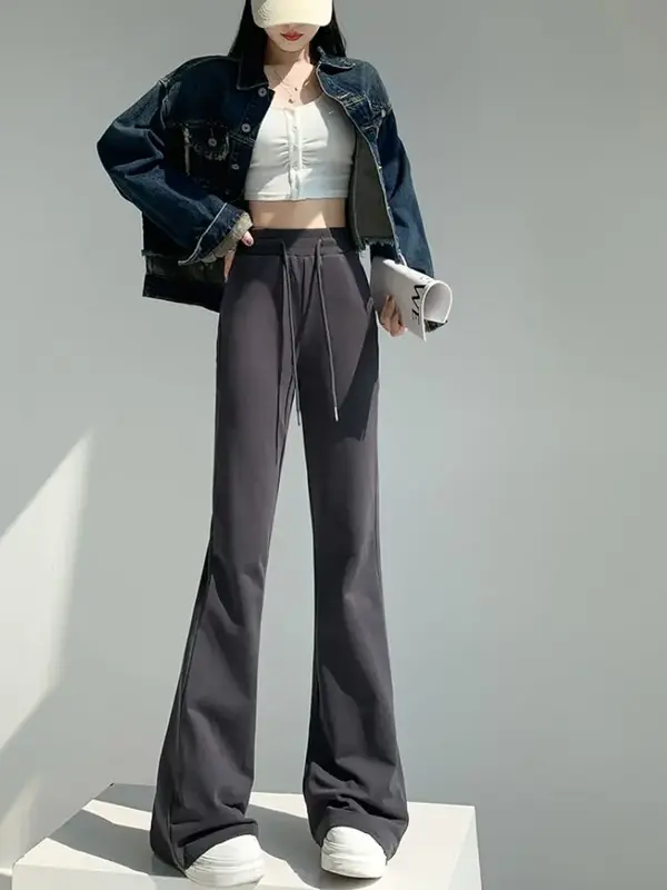 Женские расклешенные брюки, модная уличная одежда, облегающие мягкие спортивные брюки с высокой талией для женщин, сексуальные повседневные длинные брюки Z772