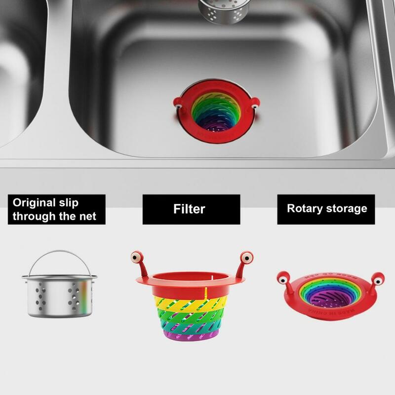 Colador de alimentos para fregadero, filtro plegable de dibujos animados coloridos para cocina, baño, trampa para residuos, pantalla de agujero de drenaje