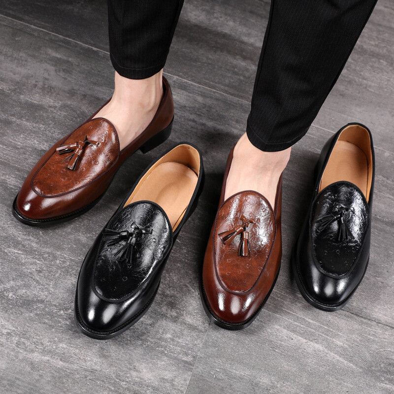 Мужские офисные туфли, кожаные туфли для парикмахеров, Классическая Брендовая женская классическая элегантная коричневая обувь без застежек