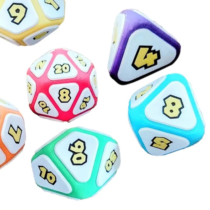 7 Pieces Multi Sided Dices Board Game Math Teaching Party Toys RPG PVC Dices