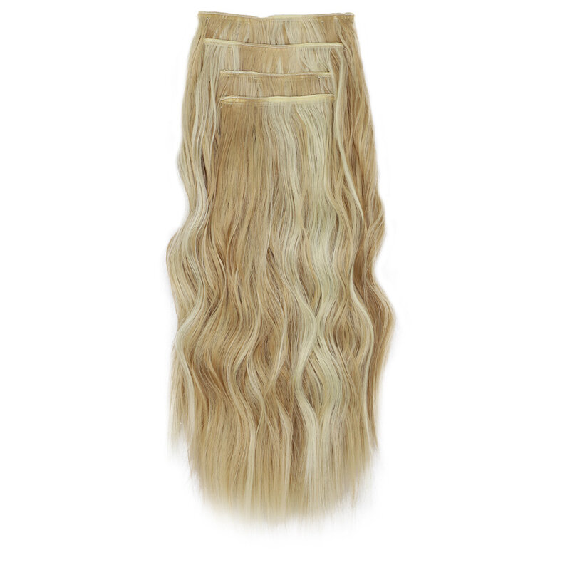 Nowe modele długie kręcone włosy przedłużanie kobiece włosy z włókna wysokotemperaturowego peruka czteroczęściowa zestaw klipsów impreza z włókna syntetycznego