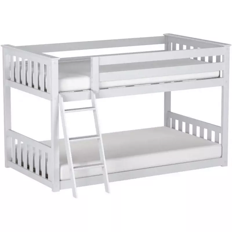 Max & Lily Twin Over Low Bunk Bed with Ladder, Wooden beds 14” Safety Guardrail for Kids,Toddlers, Boys, Girl