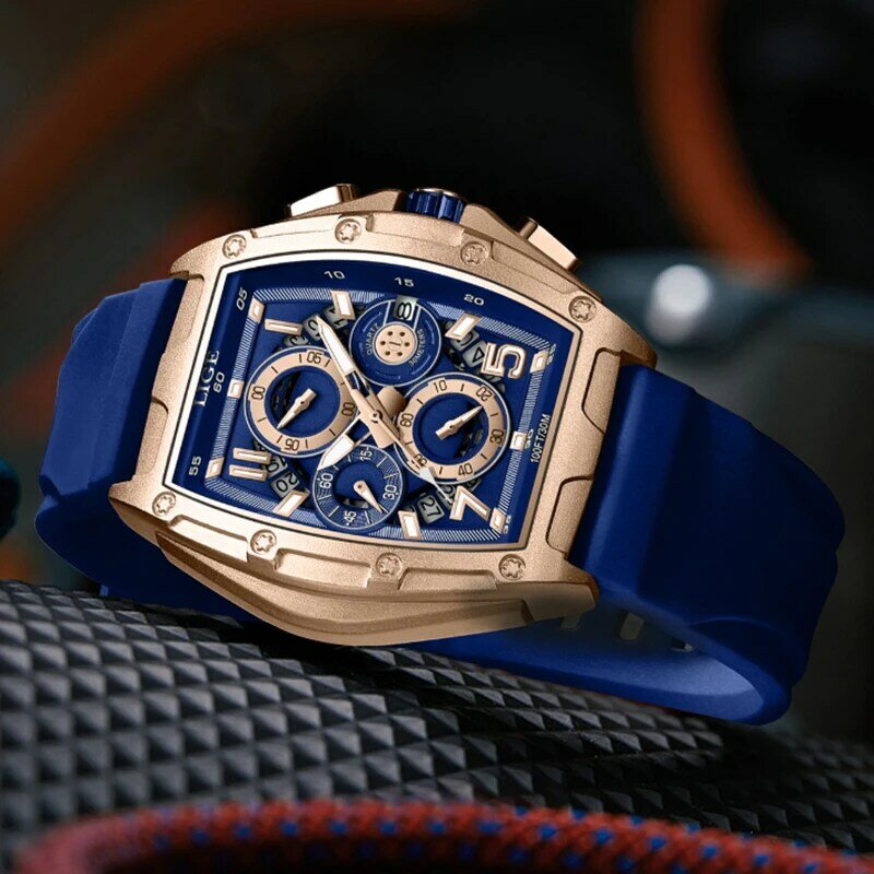 Jam tangan pria olahraga, LIGE Top baru jam tangan fesyen kasual untuk pria olahraga militer jam tangan silikon pria jam tangan kronograf Relojes Hombre