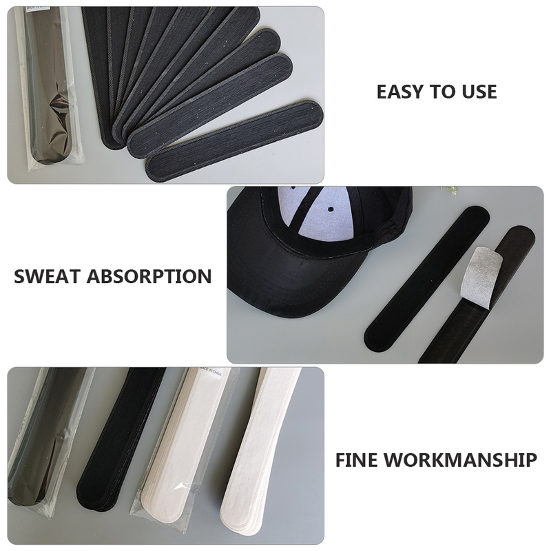 20 Pcs Sweat Pad Band Caps Sweatband Adhesive Tape Hats Non-woven Fabric Collar