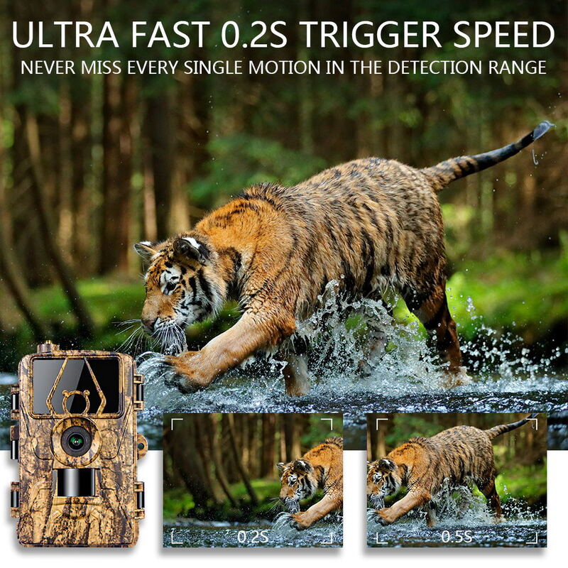 Câmera 4G LTE Hunting Trail, 60MP, HD, 8K, Controle de Aplicativos, Visão Noturna, Photo Trap, Cartão SIM, Celular, Sem Fio, Wildlife Cam