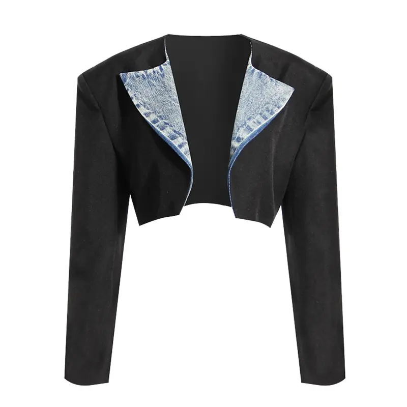 Женский джинсовый костюм из 2 предметов, повседневный пиджак с длинными рукавами и юбка, уличная одежда для выпускного вечера