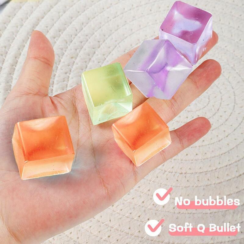 Mini juguete antiestrés de Mochi, cubo transparente para apretar la pata, Bola de pescado para aliviar el estrés, juguete Kawaii J6z0