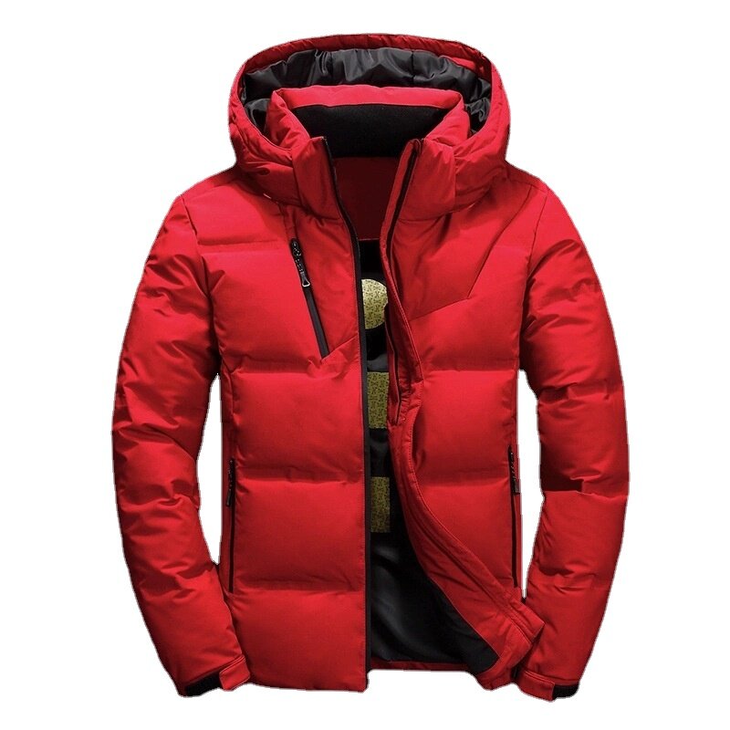 Зимняя Теплая мужская куртка, Повседневная осенняя куртка-пуховик с воротником-стойкой и толстой шапкой, парка на белом утином пуху, мужская куртка с капюшоном