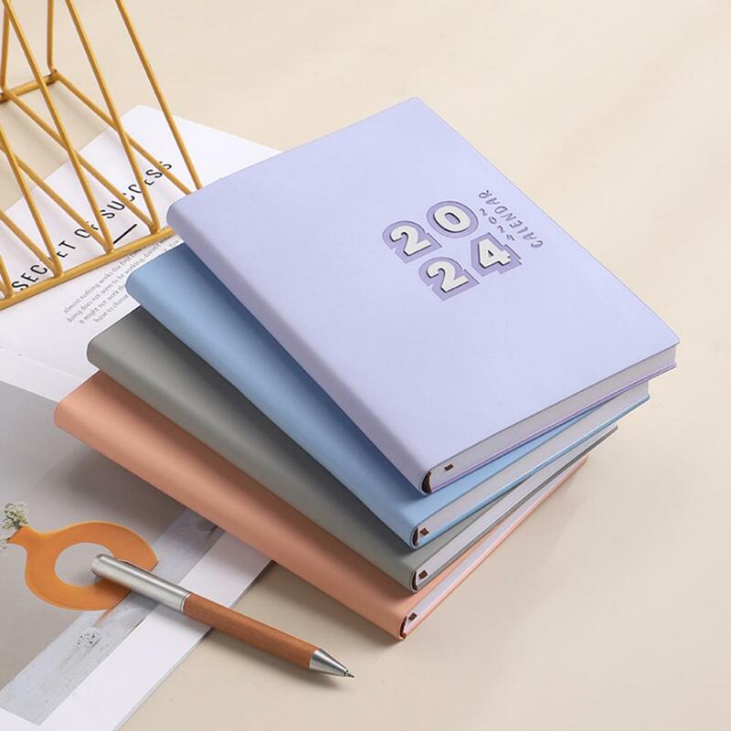 2024 Monthly Planner Faux Leather Cover 12 Months A5 Calendar Notebook 155 Sheets Wire Binding Monthly Tabs Agenda Book