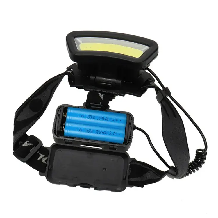 Cob ledヘッドライトワイド範囲の照明1000LM usb充電式ledヘッドランプ広角ヘッドライトランタン使用2*18650バッテリー